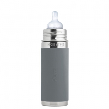 Pura Baby Isolierflasche 260 ml Weithalssauger Slate | .